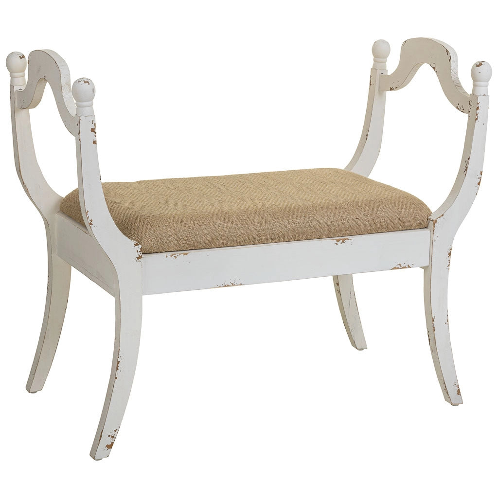 Sgabello imbottita in legno bianco 90x45,5x78h