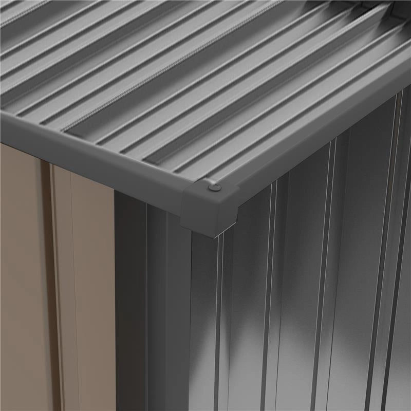 CASETTA DA GIARDINO PORTA ATTREZZI IN ACCIAIO GALVANIZZATO E PORTA, 100X103X160CM, MARRONE