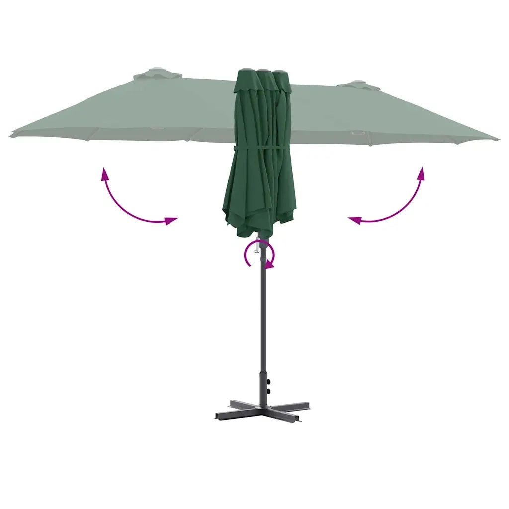 vidaXL Ombrello da giardino Verde 370 x 197 x 239 cm