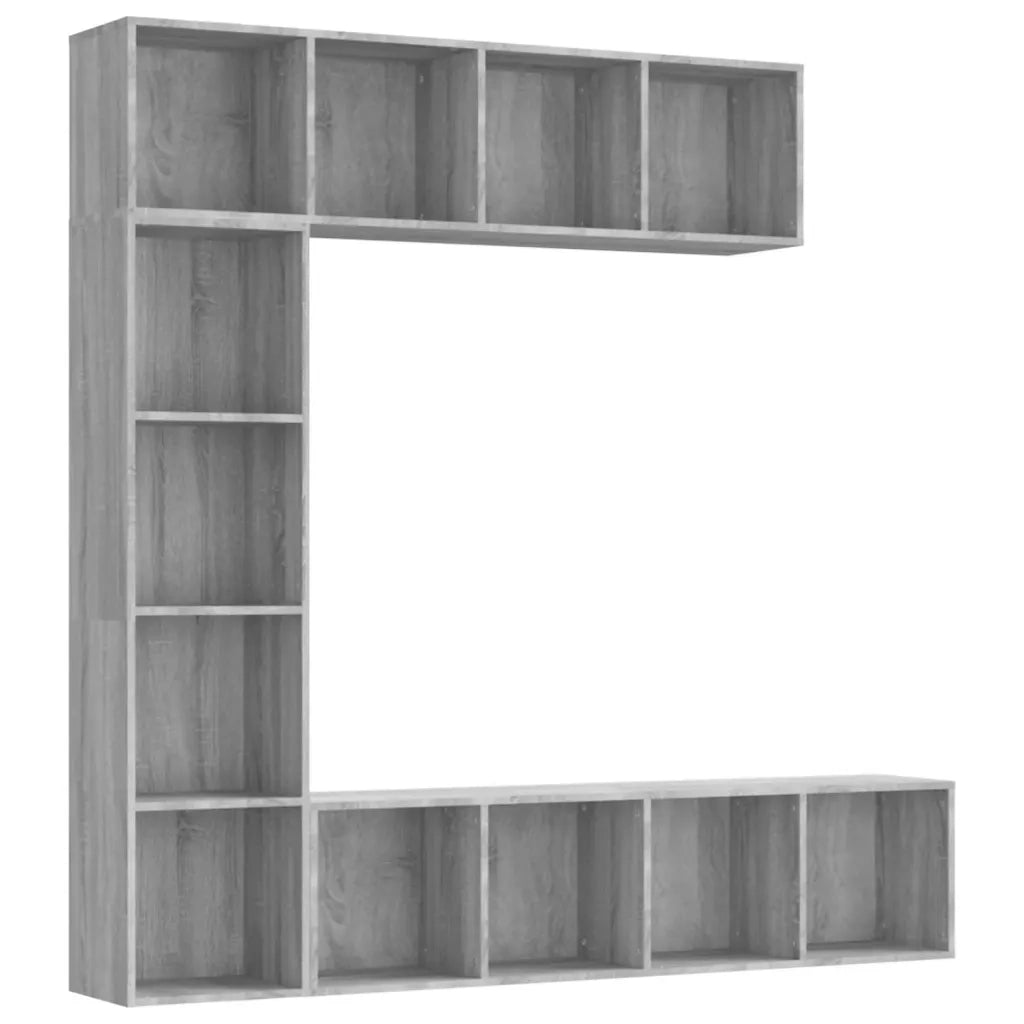 Set Mobili Libreria / Porta TV 3 pz | Armadietto TV | Mobile Porta TV Grigio Sonoma 180x30x180 cm