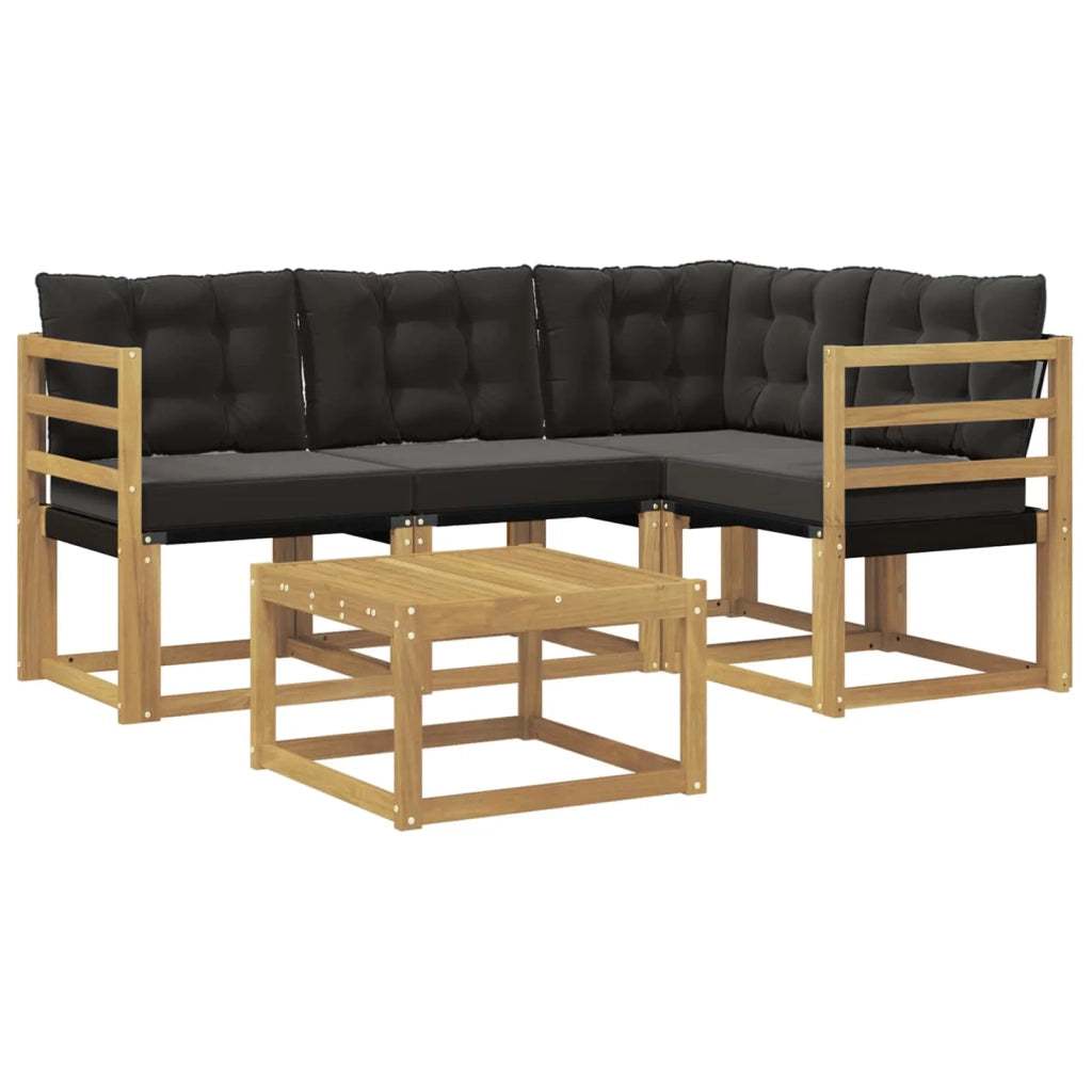 Set di divani da esterno con cuscino 5 pcs Bianco e Nero 3389442