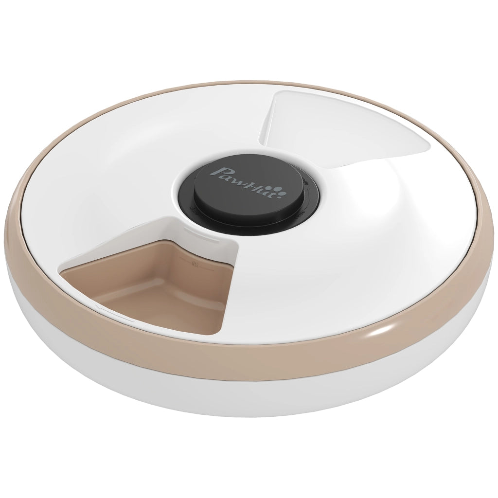 Distributore Automatico Cibo per Animali Domestici 6 porzioni ¨C zephmum ¨C bianco 31.5x31.5x8.3 cm