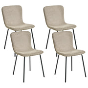 Set di 4 sedie da pranzo in tessuto Tappezzeria beige Gambe in metallo nero Design moderno e retrò