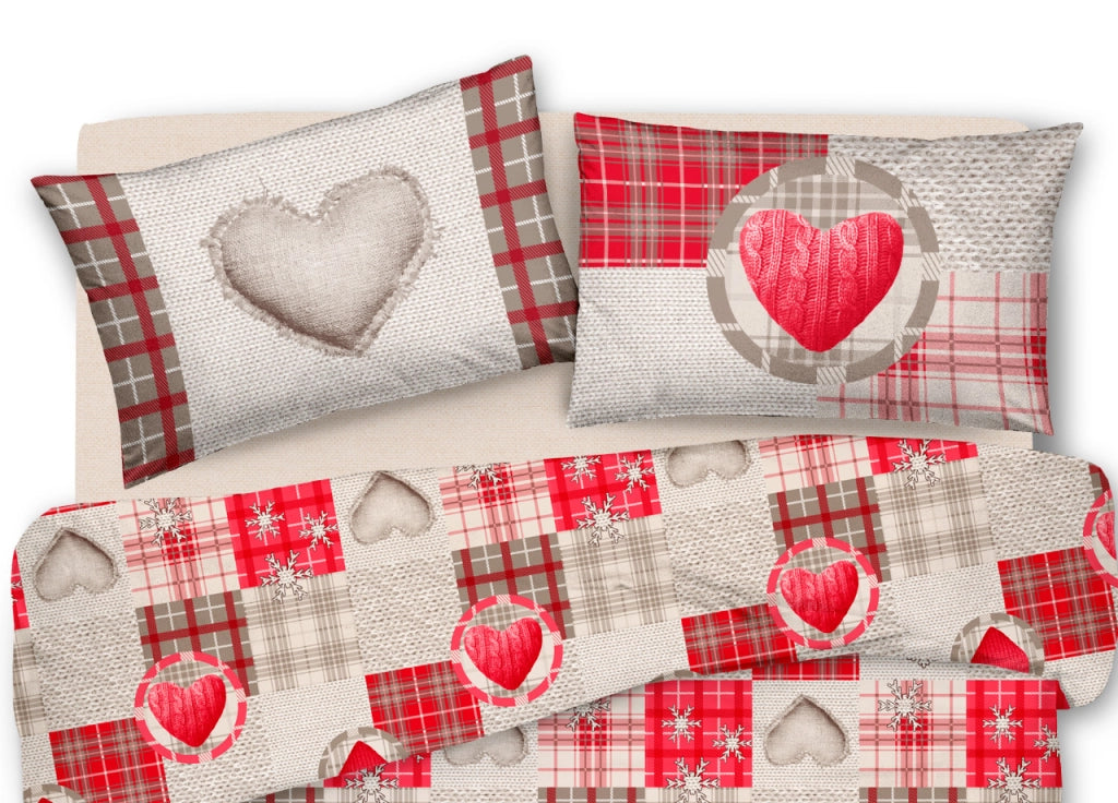 Copripiumino Sacco Piumone Pensieri Delicati Cotone Disegno Love Mountain - Matrimoniale - Rosso