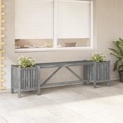 Panca da Giardino con 2 Fioriere 150cm Legno di Acacia Grigio