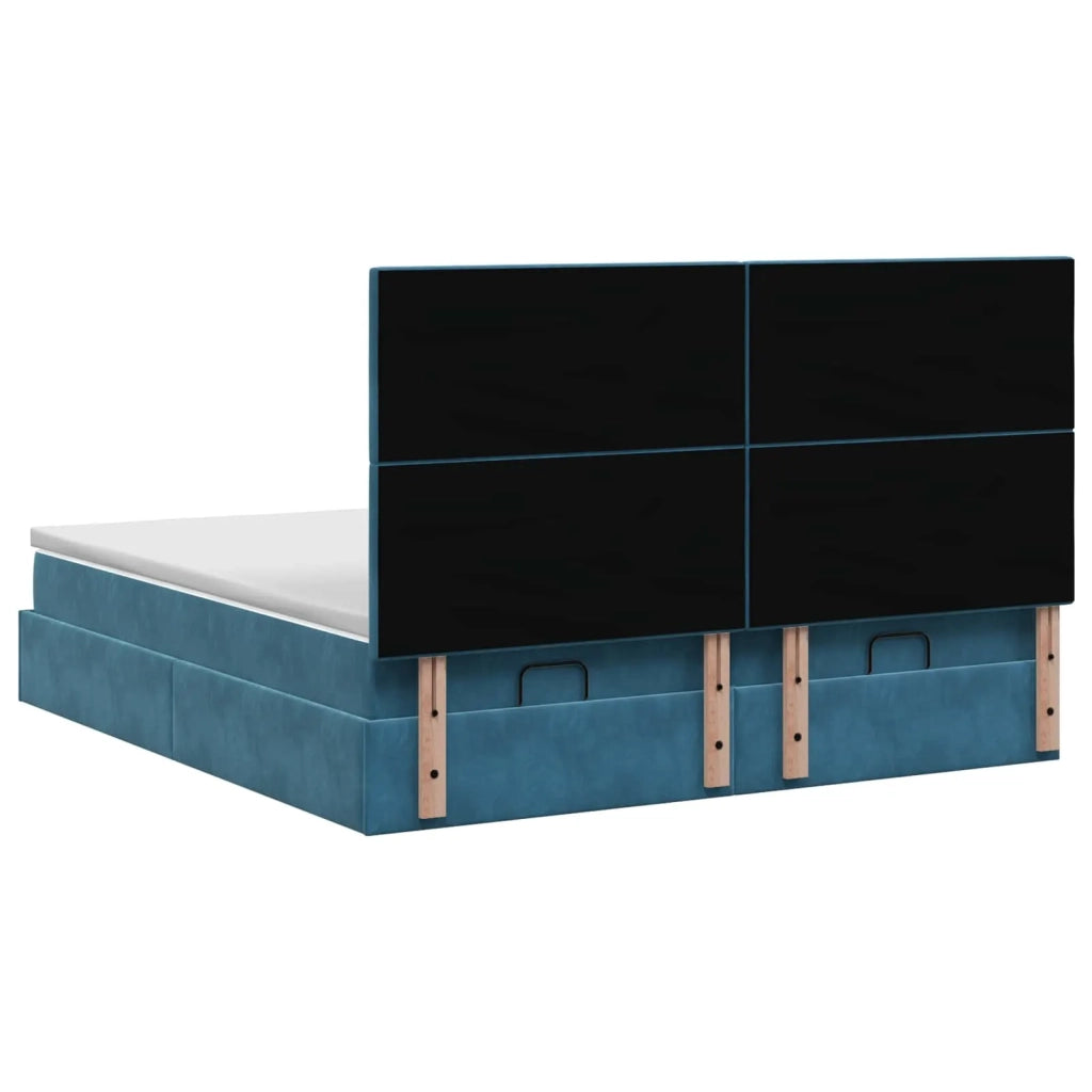 Letto Ottomano con Materasso e LED Blu scuro 180 x 200 cm 3458482