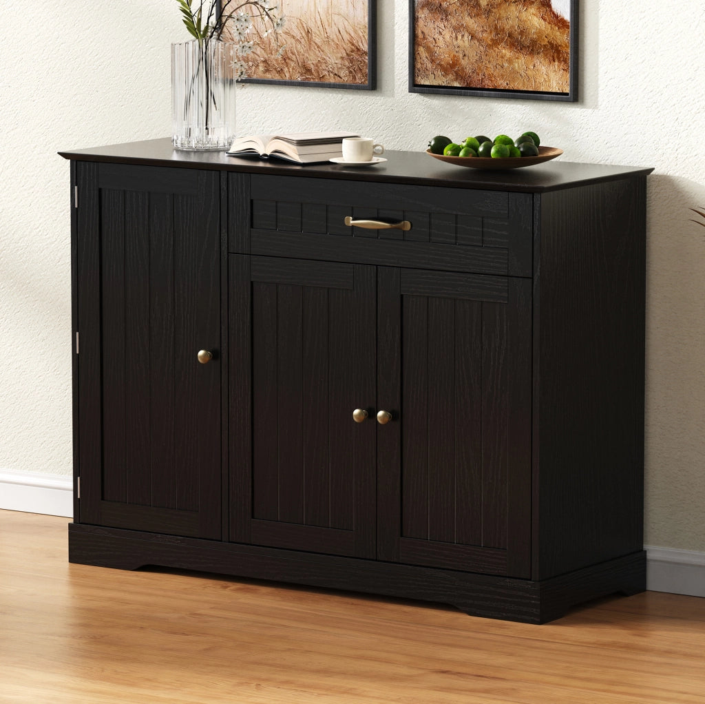 Mobile portascarpe 107x40x84 cm in MDF nero con cassetto, per ingresso e contenimento