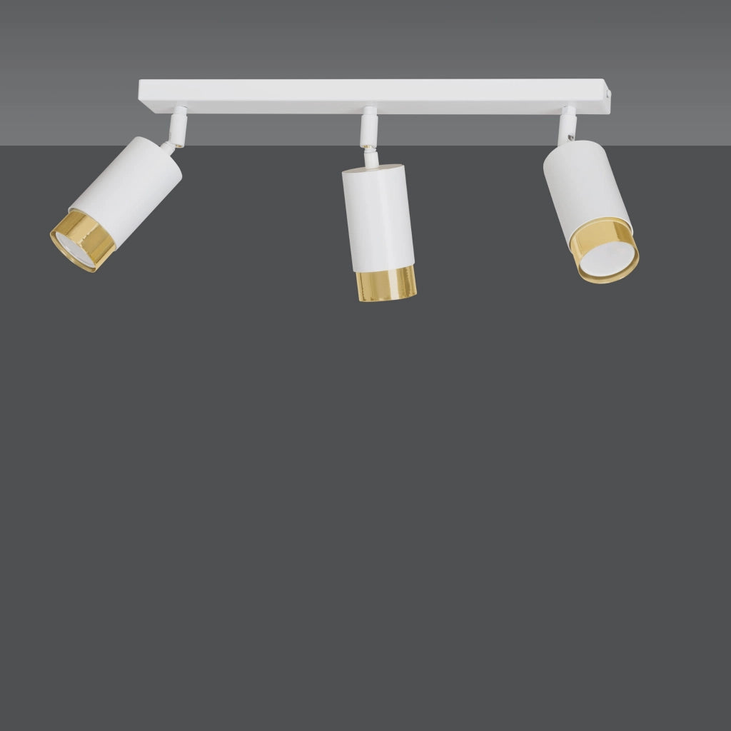 Plafoniera Emibig Hiro 3xGU10 bianco/ottone a barra regolabile