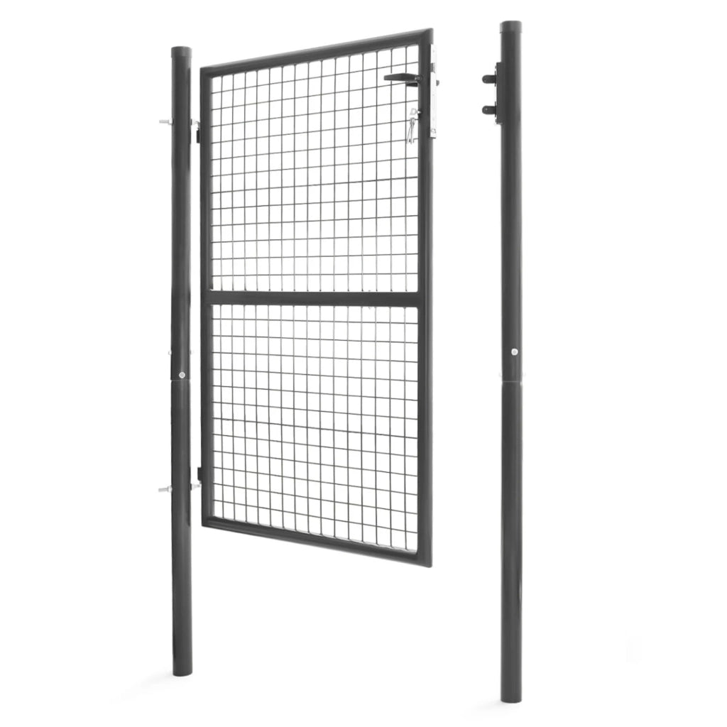 IDMarket - Cancelletto da giardino 105 x 125 cm in acciaio grigio antracite con serratura e maniglia
