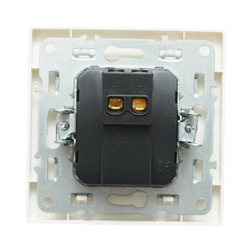 Interruttore semplice da incasso bianco 220V, 10AX, ABS 80x80mm