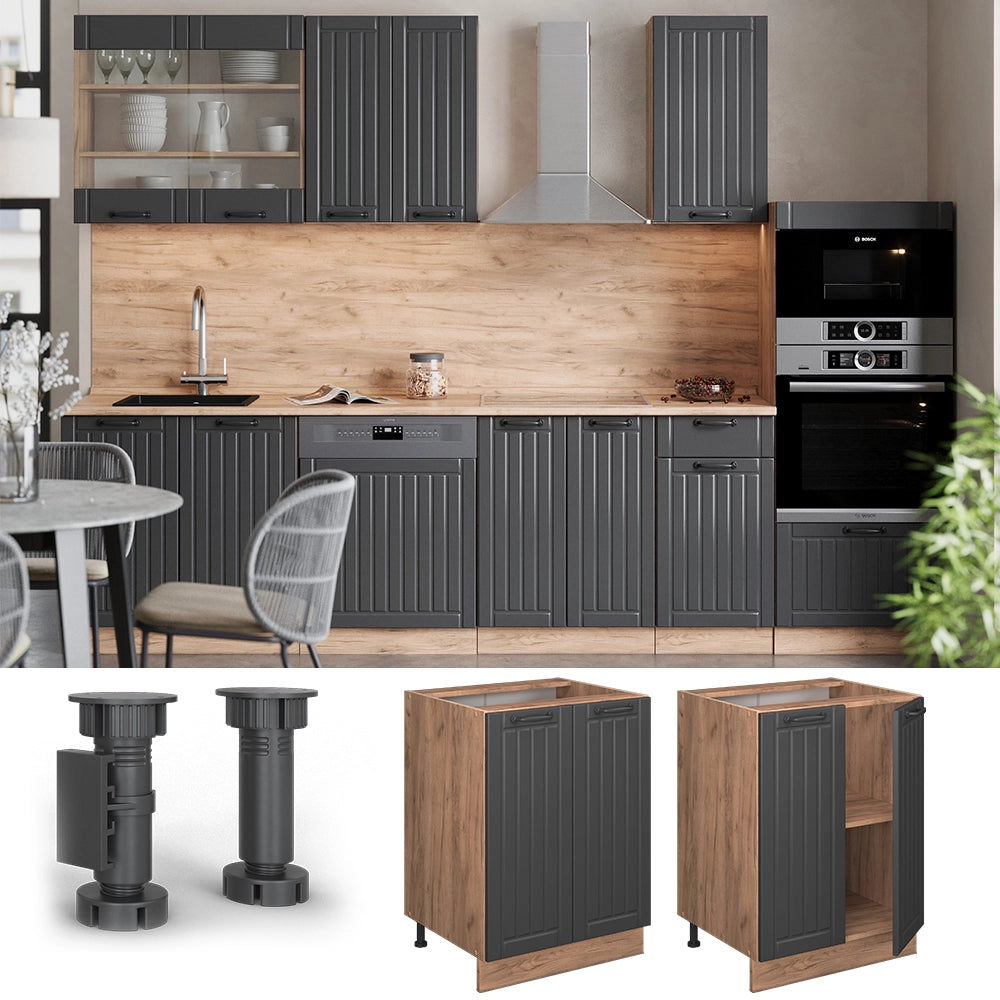 Vicco Mobiletto base cucina Grigio scuro 60 cm senza piano di lavoro