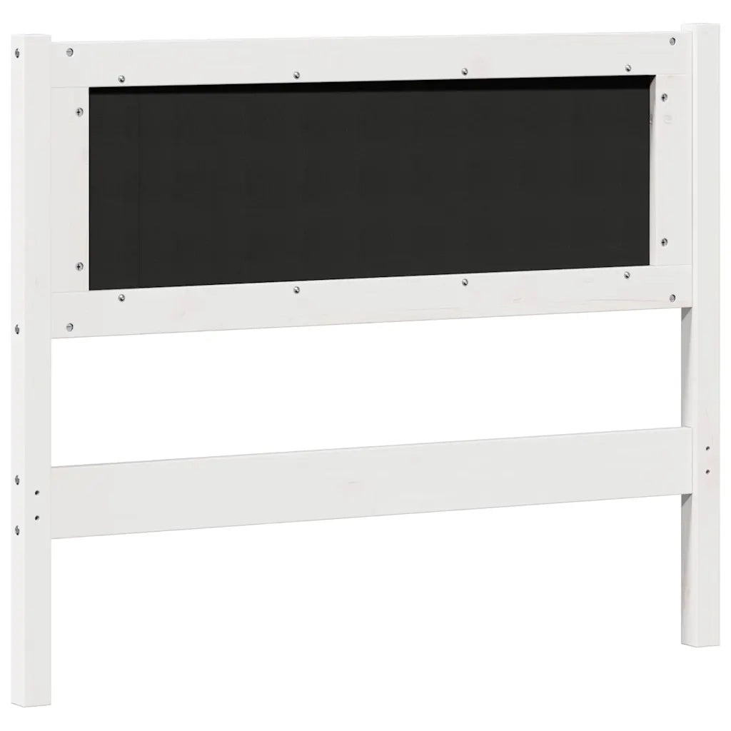 Testiera | Testata Bianco e grigio chiaro 100 cm Legno di pino massello