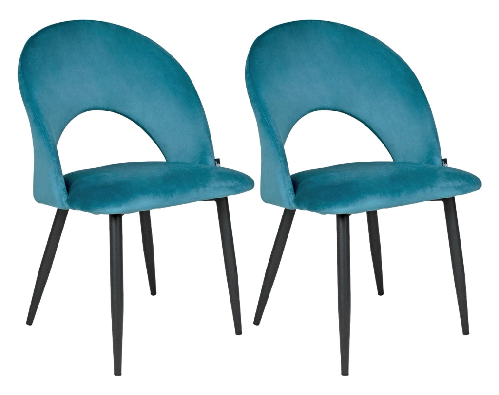 Sedia da pranzo imbottita in velluto blu petrolio - Zoe (2 pz) - SD27ZOPM