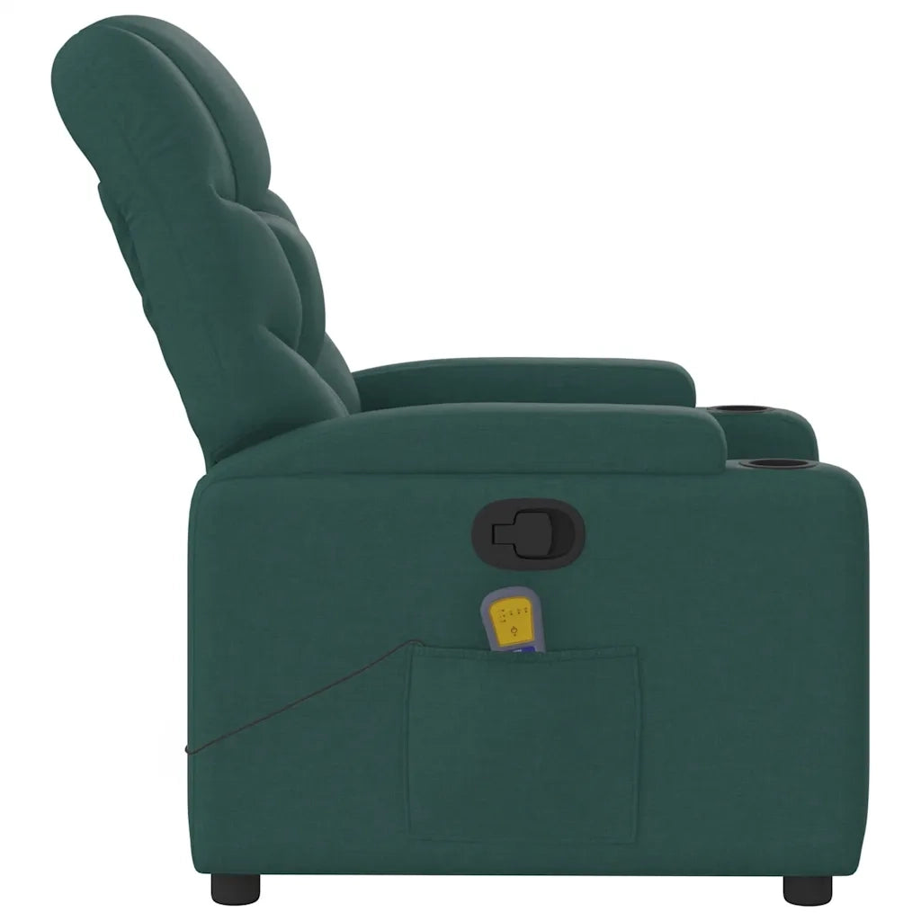 Divano Sedia-Poltrona Massaggiante Reclinabile Verde Scuro in Tessuto 531685
