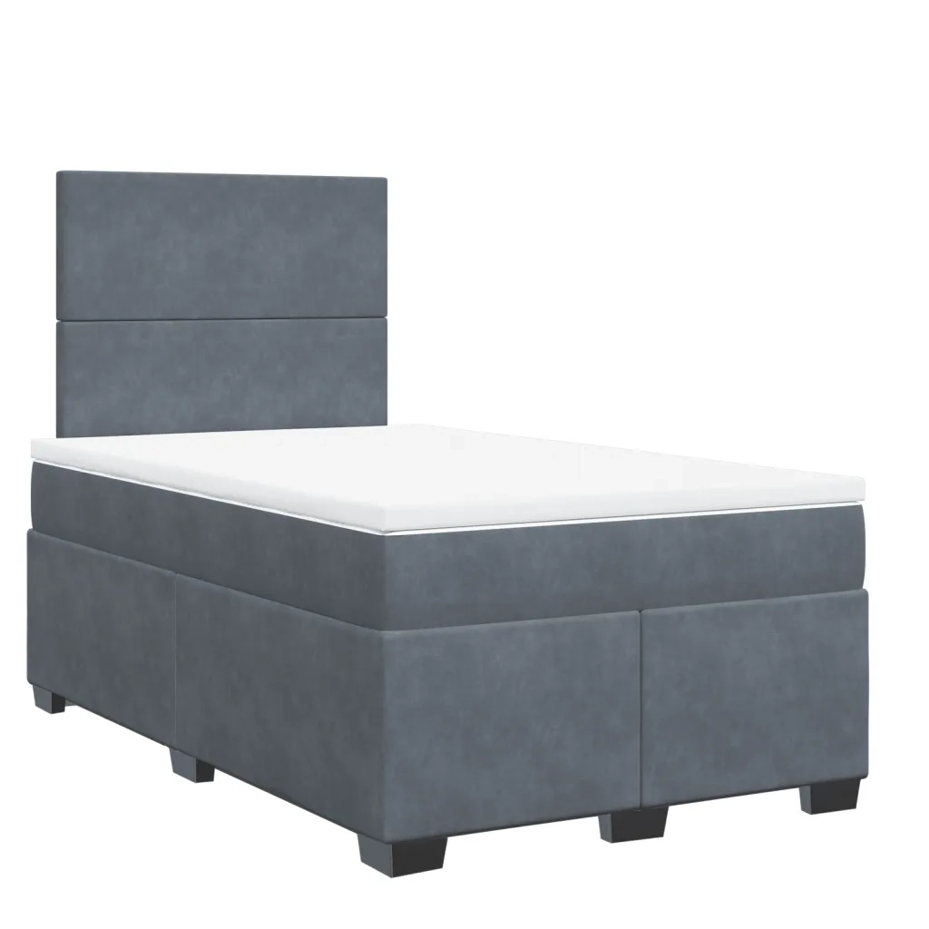 Giroletto a Molle con Materasso Grigio Scuro 120x200 cm Velluto