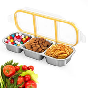 Borsa portata con contenitori in acciaio inossidabile - Lekdicht - Resiste al lavastoviglie - 600 ml - 3 contenitori - Ideale per pasti e spuntini - Borsa pranzo