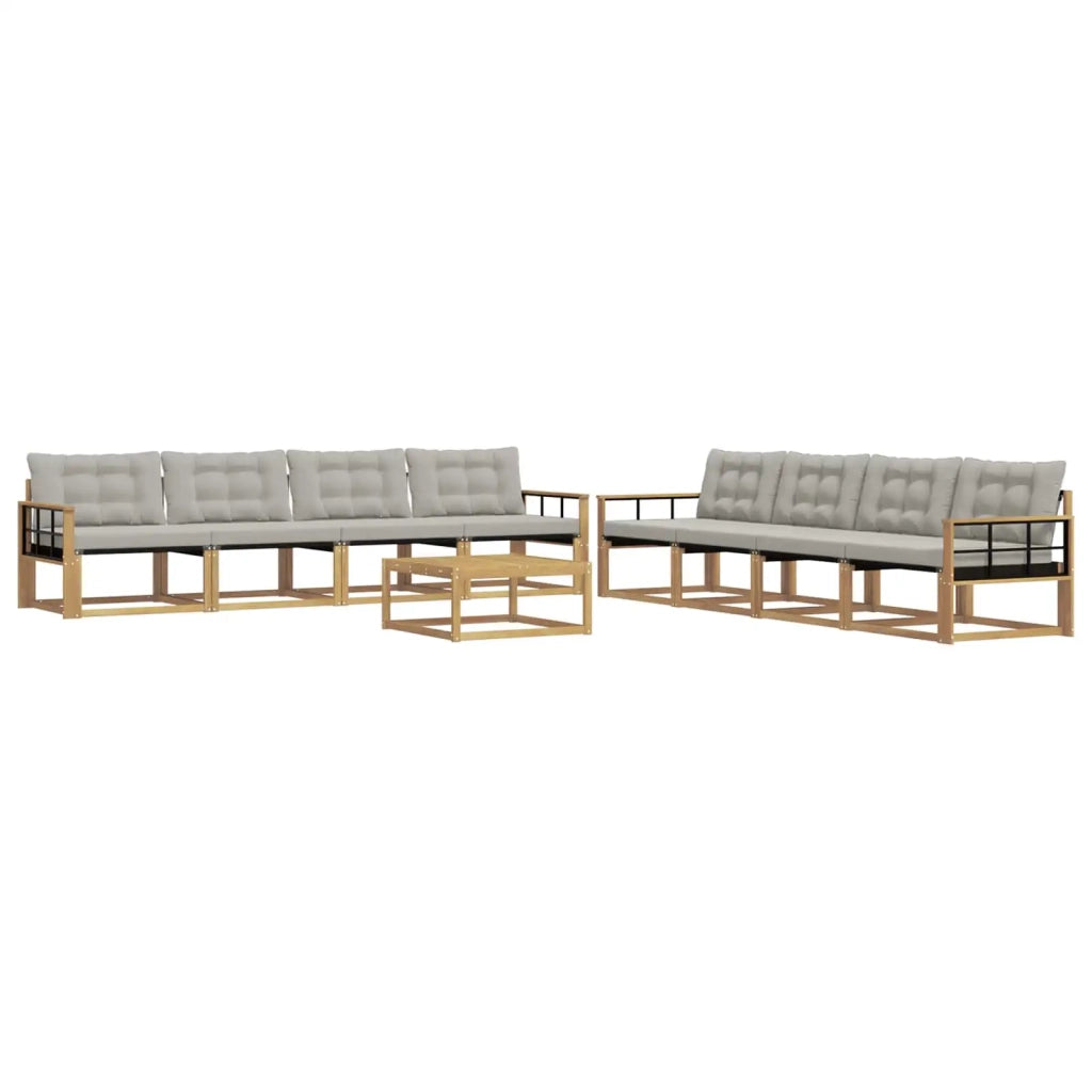 Set di divani da esterno 9 pz Bianco e Grigio Chiaro 3388545