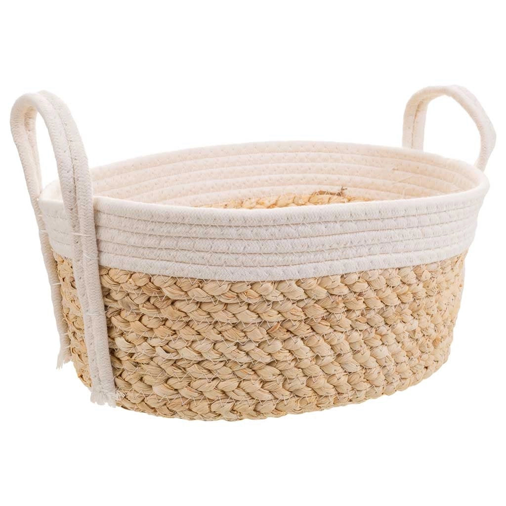 Cesto in corda intrecciata bianca 36x26x16h