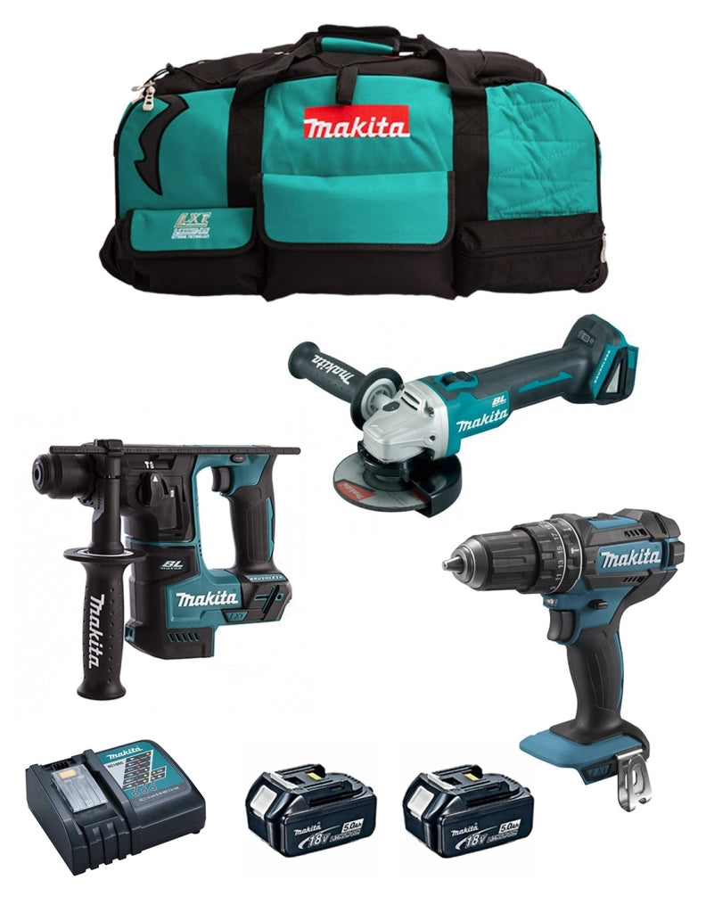 MAKITA Kit MK306 (DHP482 + DHR171 + DGA504 + 2 x 5,0 Ah + DC18RC + LXT600)