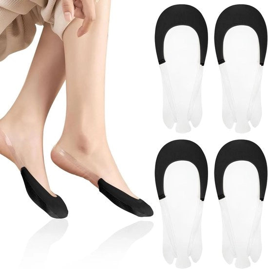 Sokke Antiscivolo per Donna - 4 Paia - Pianelle Invisibili con Funzionalità Antigelo - Pianelle Ultradunne in Pelle - Nero .