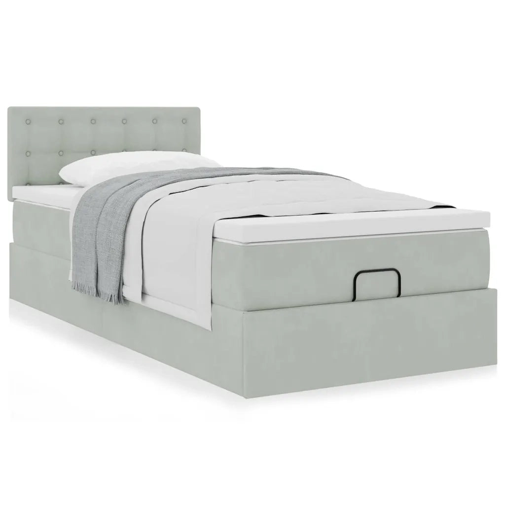 Struttura Letto Pouf con Materasso 90x200 cm in Velluto 3311891