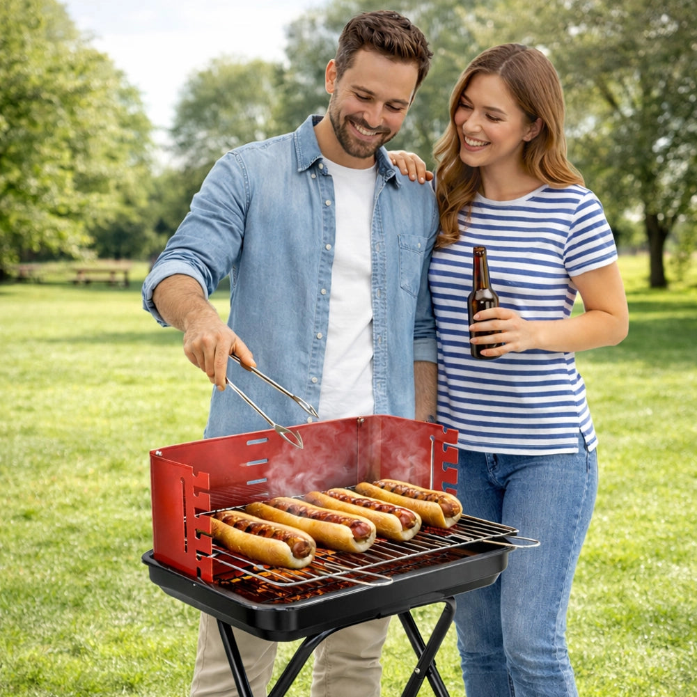Barbecue da Viaggio Pieghevole Carbonella Rettangolare Griglia Graticola Acciaio