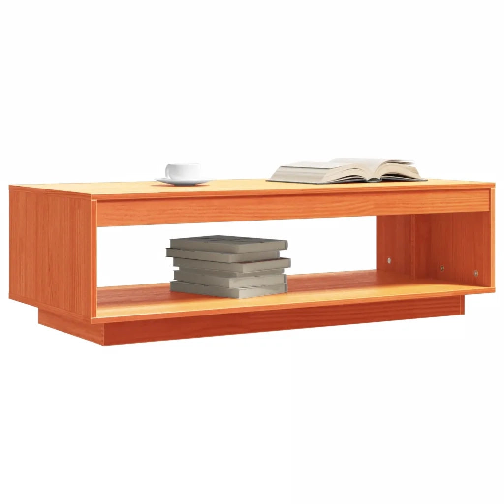 Tavolino da Salotto Marrone Cera 110x50x33,5cm Massello di Pino 844135