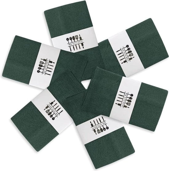 Set di 6 tovaglioli in lino resistenti, tessuto, tovaglioli da tavola di alta qualità lavabili, decorazione da tavola, per festa, cucina, tavoli, cena, caffè, ristorante (verde scuro)