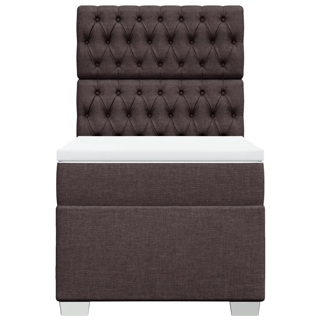 Giroletto a Molle con Materasso Marrone Scuro 90x190cm Tessuto