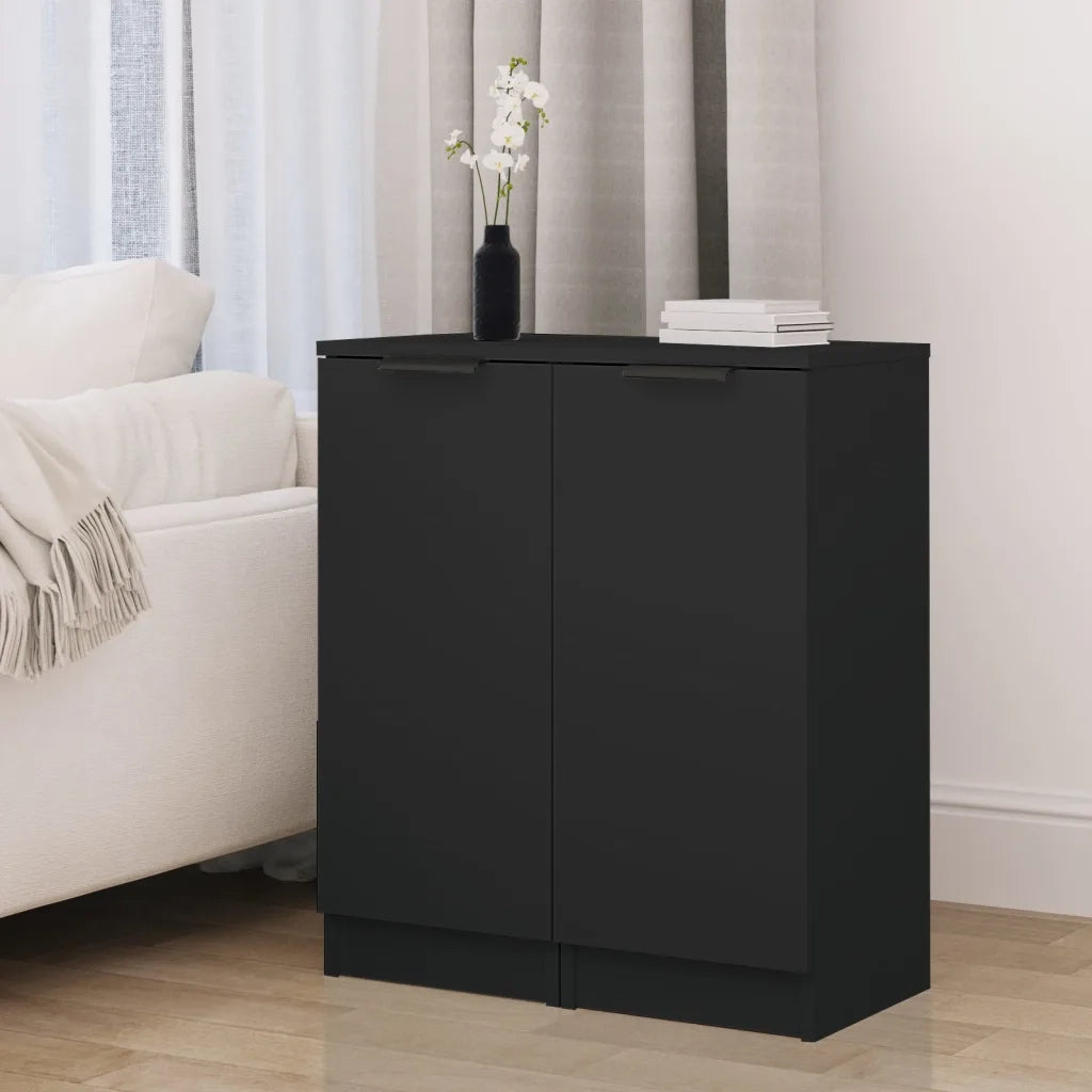 Credenze 2 pz Nere 30x30x70 cm in Legno Multistrato 811136