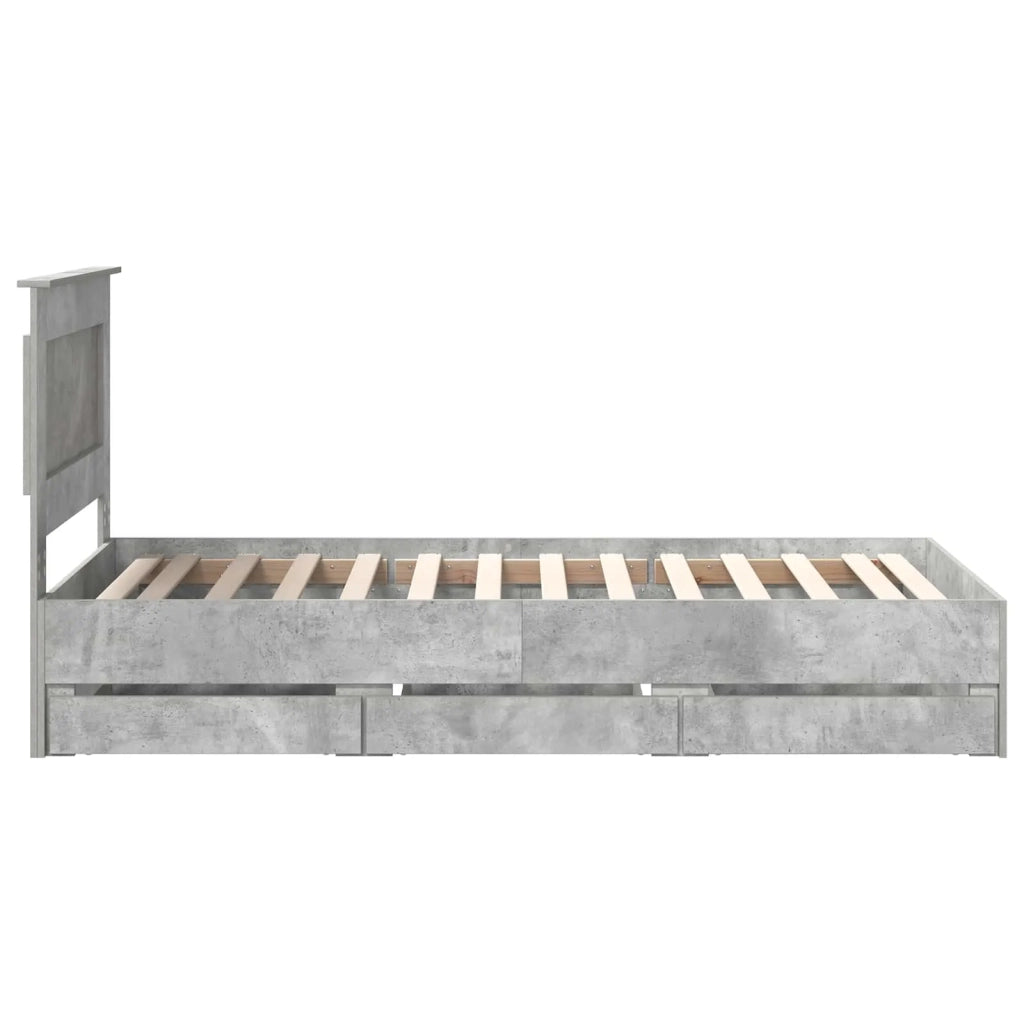 Struttura del letto con cassetto Grigio cemento 90 x 190 cm