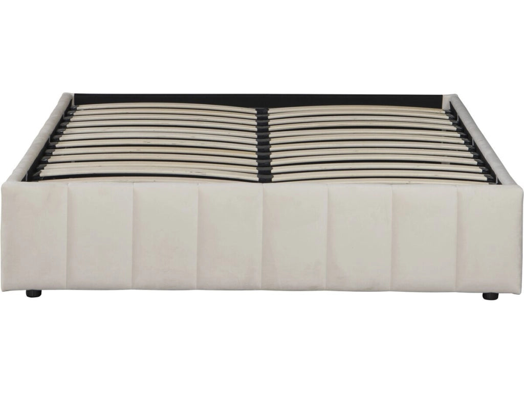 Letto matrimoniale in velluto "Meribel" con boxer - Beige - 160 x 200 cm