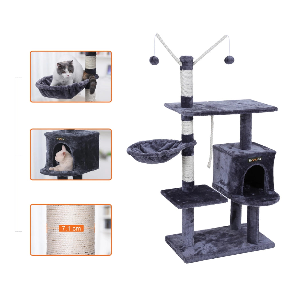 Tiragraffi Valora Albero per gatti in velluto e corda di sisal per interni di casa