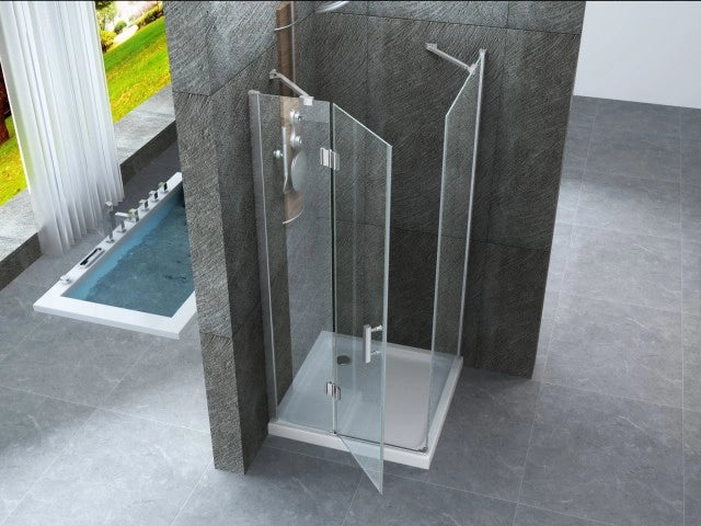 Box doccia con porta battente e lato fisso in cristallo 8mm trasparente PURA DUO 100 cm,70 cm,Flacone anticalcare escluso