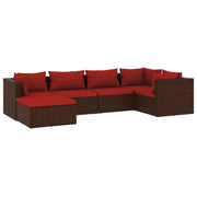 Mobili da giardino mobili da esterno Set di mobili da 6 pezzi con cuscini in resina intrecciata marrone 02_0016892