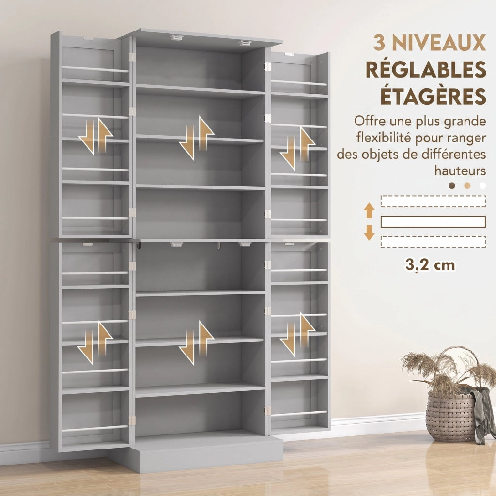 Armoire de Cuisine Buffet Cuisine Moderne 60 x 35 x 166 cm Gris
