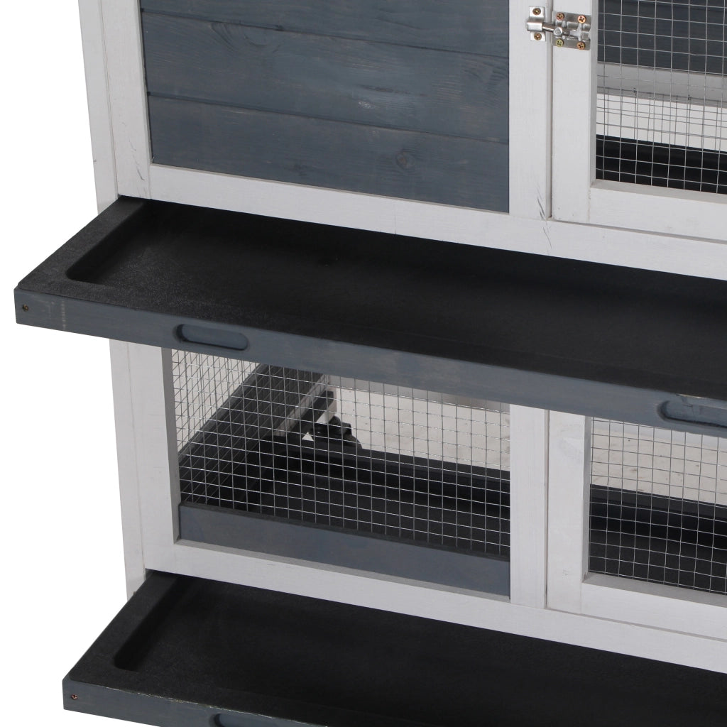 Gabbia per Conigli in Legno con Ruote ¨C zephmum ¨C Grigio 147x45,5x88,5 cm