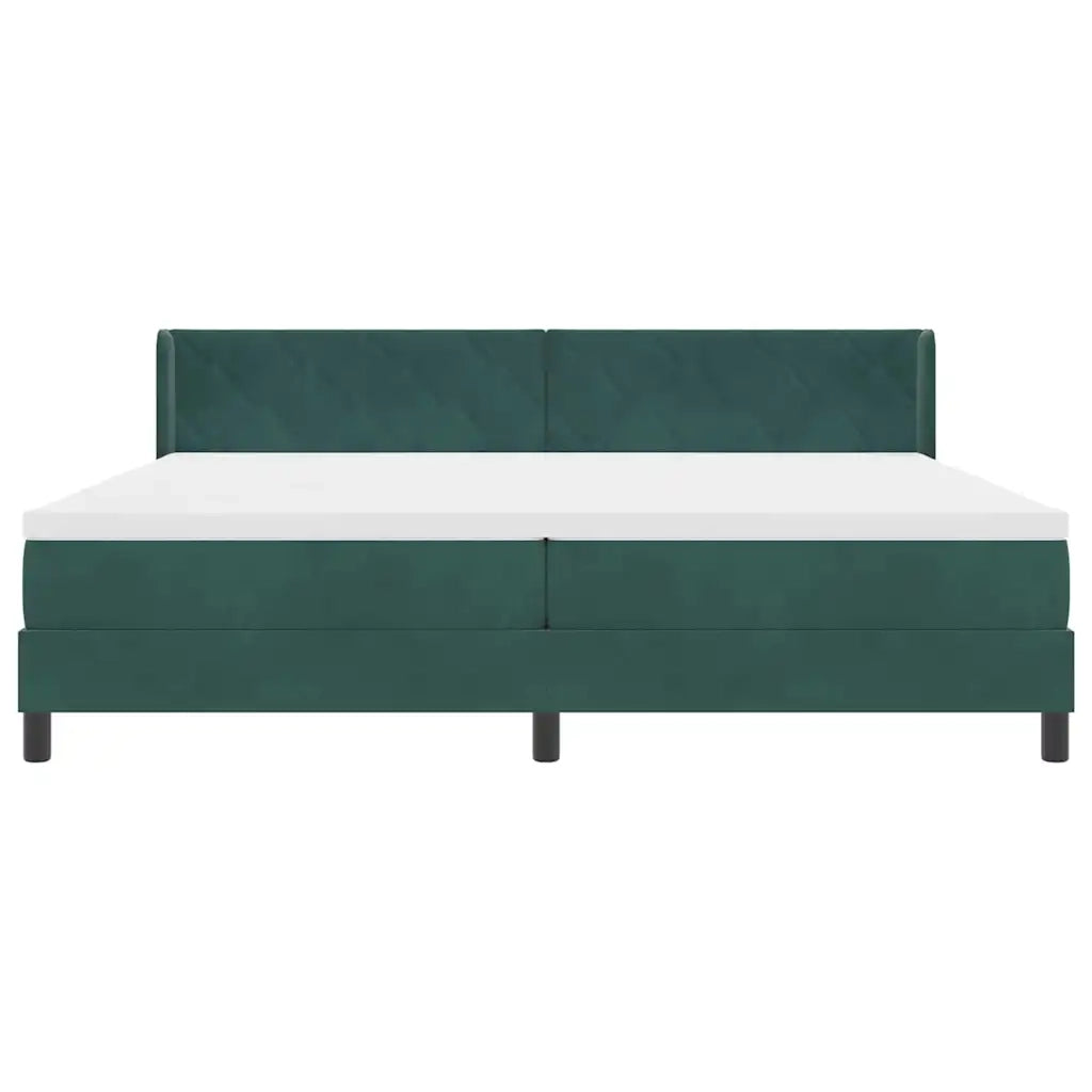 Letto a molle con materasso Verde Scuro 200 x 200 cm Poliestere 3341543