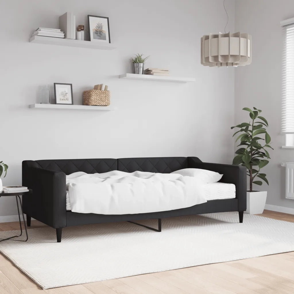 Divano Letto con Materasso-Sofa Letto-Daybed Nero 90x190 cm in Tessuto 767677