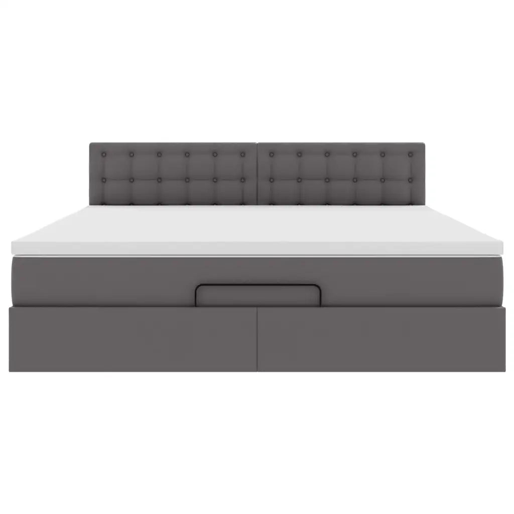Struttura Letto Pouf con Materasso Grigio 180x200 cm Similpelle
