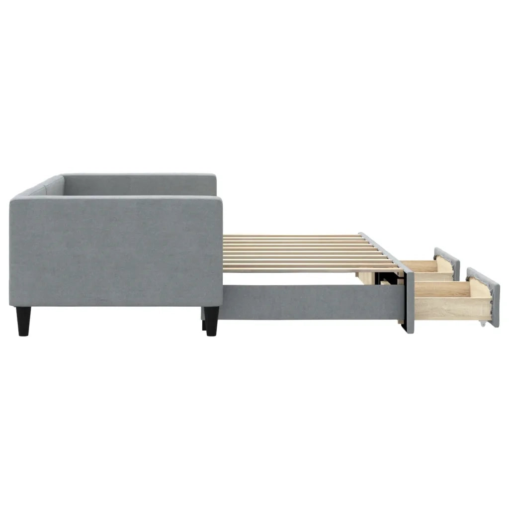 Divano Letto Estraibile Cassetti Grigio Chiaro 90x190cm Tessuto 3196624