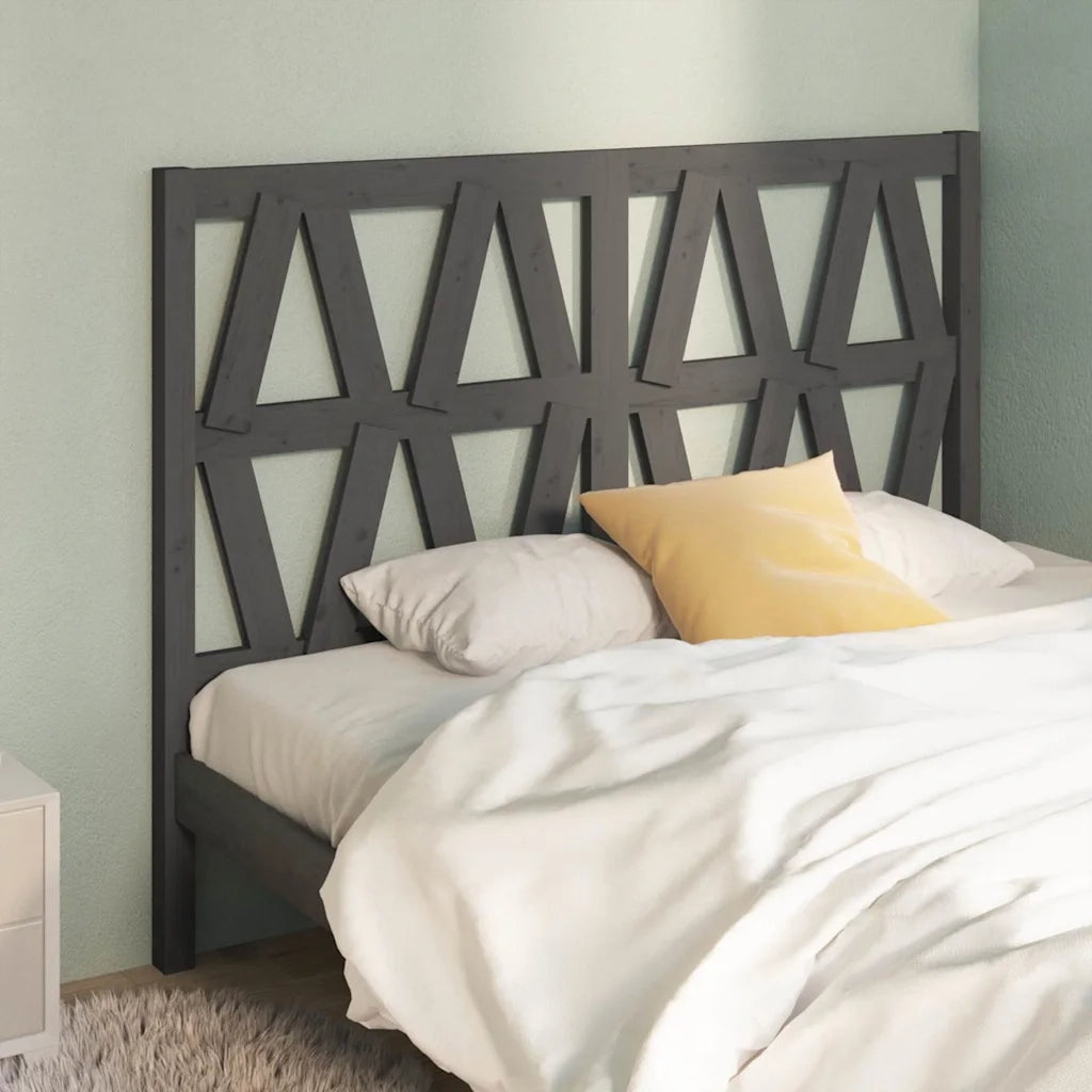 Testiera | Testata per Letto Grigia 146x4x100cm in Legno Massello di Pino