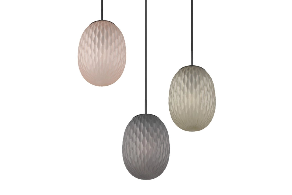 Lampadario Trio Facette nero vetro colorato Ø43 3xE27