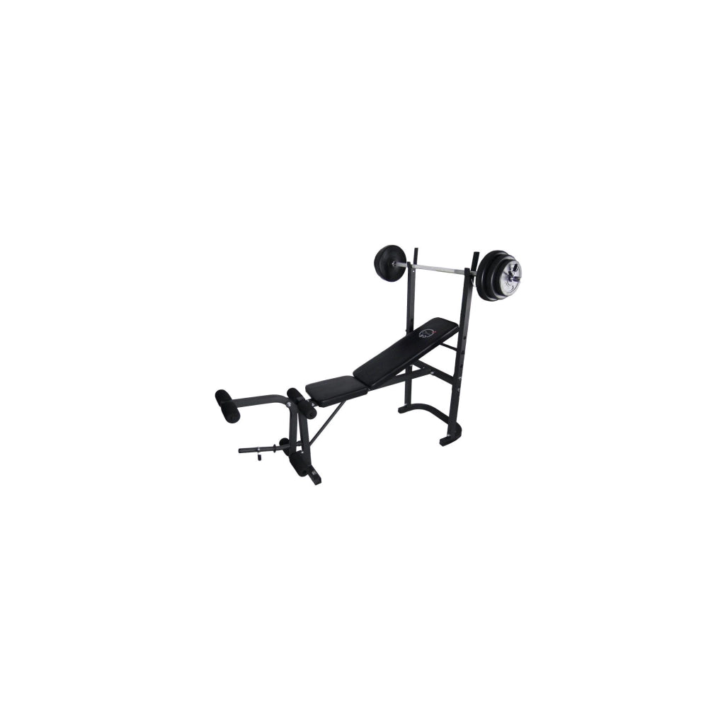 Banc de musculation avec barre + poids 20 Kg inclus - O'Fitness - Idéal pour une activité physique à la maison