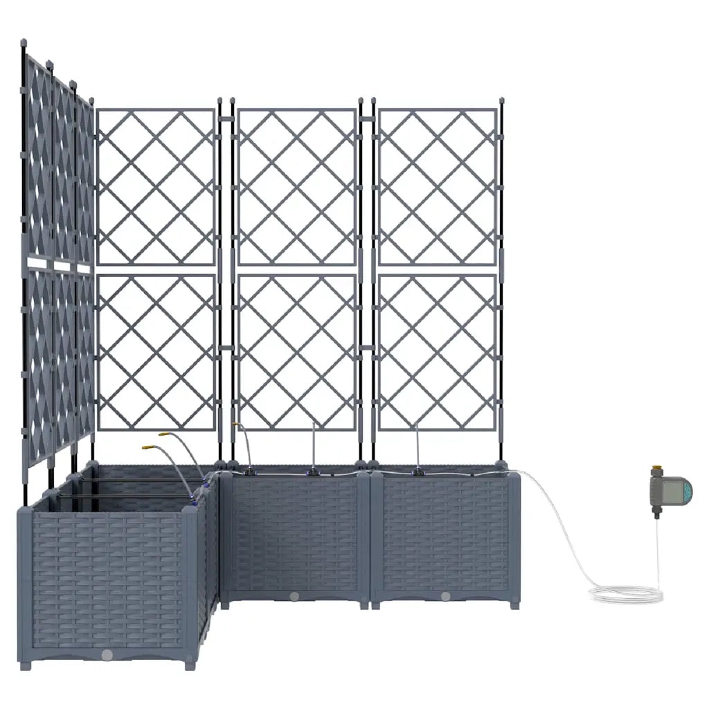 Vaso da giardino 5 pcs Grigio Chiaro Plastica 42002902