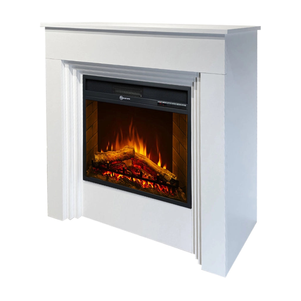 Caminetto Alfaedo, Camino Elettrico Superficie Riscaldabile 30 m2, 96x35x96h cm Bianco