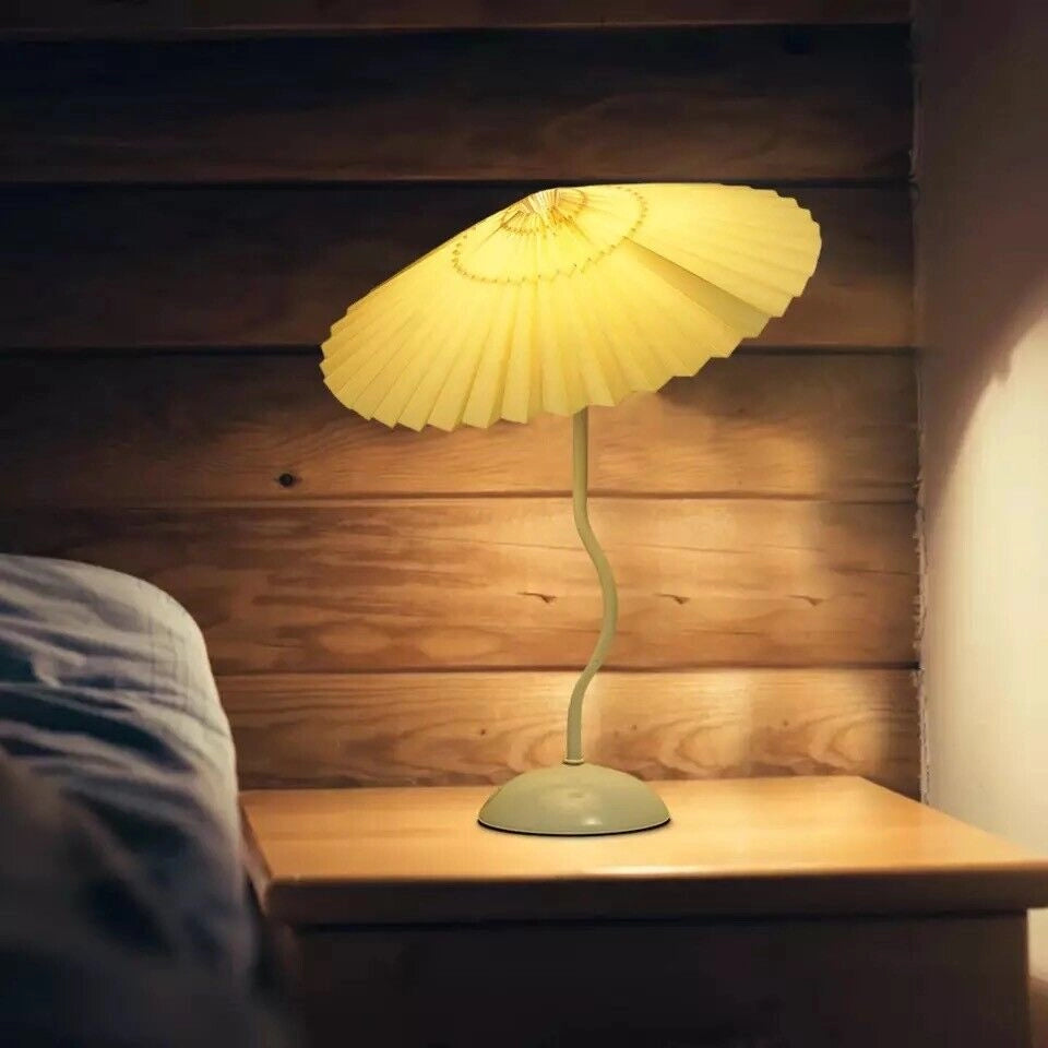 Lampada da tavolo comdino Paralume a Pieghe Attacco per Lampadine E27 tipo Retro