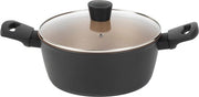 Collezione Opulenza - Cestello da 24 cm - Antiaderente, Induzione e Lavastoviglie - Nero e Oro