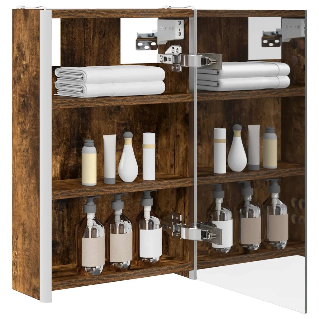 Mobiletto per specchio da bagno Rovere fumé 33 x 11,5 x 50 cm 889219
