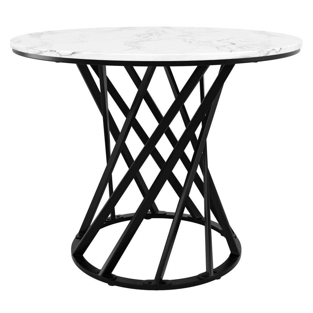 Tavolo da pranzo per 4 persone con piano in MDF e gambe in metallo, per cucina e soggiorno, nero, 80 × 80 × 76 cm